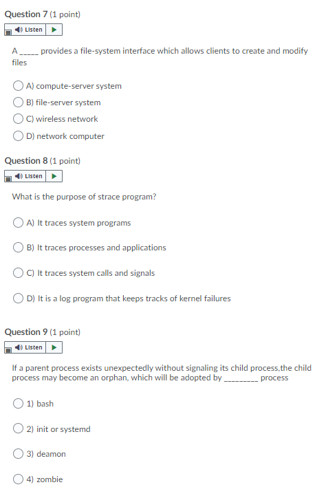 Solved Question 1 (2 points) Listen Match the following | Chegg.com