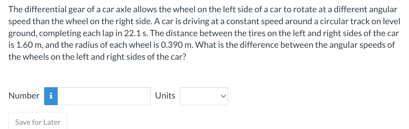 Solved The differential gear of a car axle allows the wheel | Chegg.com