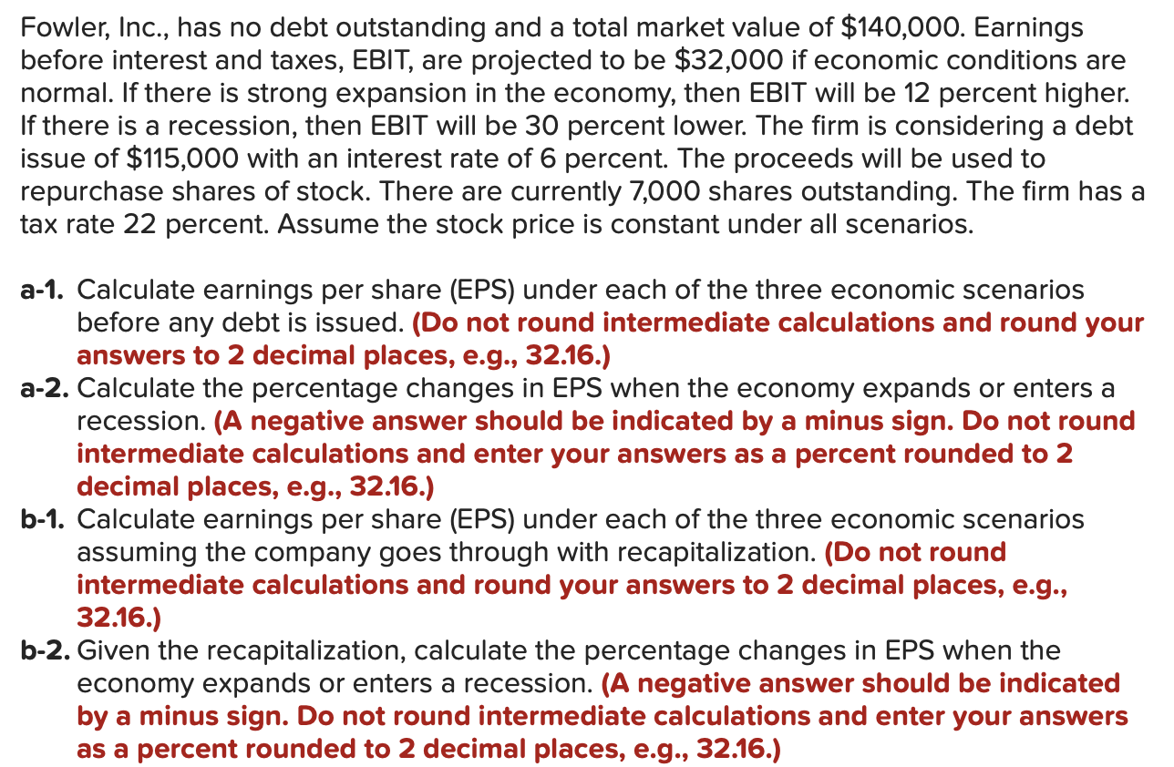 solved-fowler-inc-has-no-debt-outstanding-and-a-total-chegg