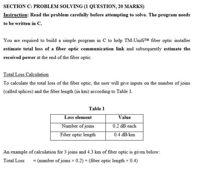 Solved SECTION C: PROBLEM SOLVING (1 QUESTION, 20 MARKS) | Chegg.com