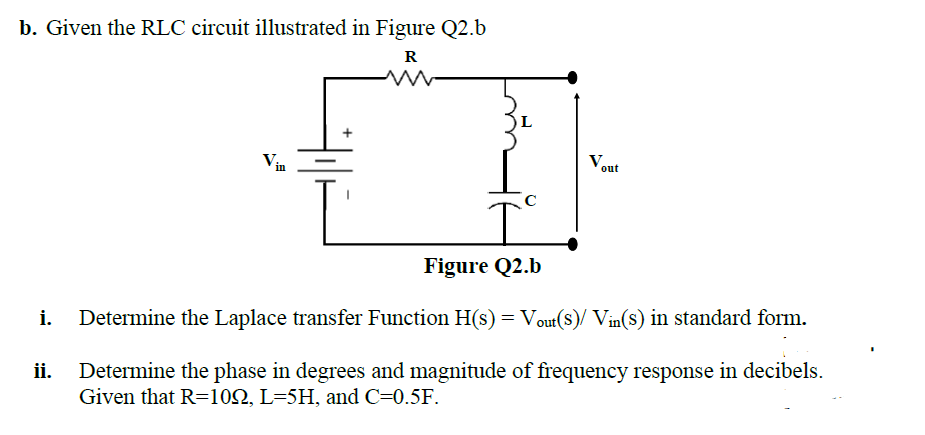 Solved B. Given The RLC Circuit Illustrated In Figure Q2.b R | Chegg.com