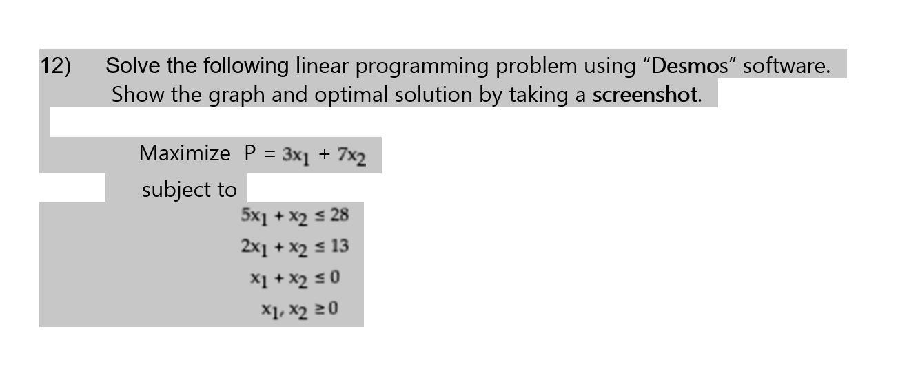 Solved Solve the following linear programming problem using | Chegg.com