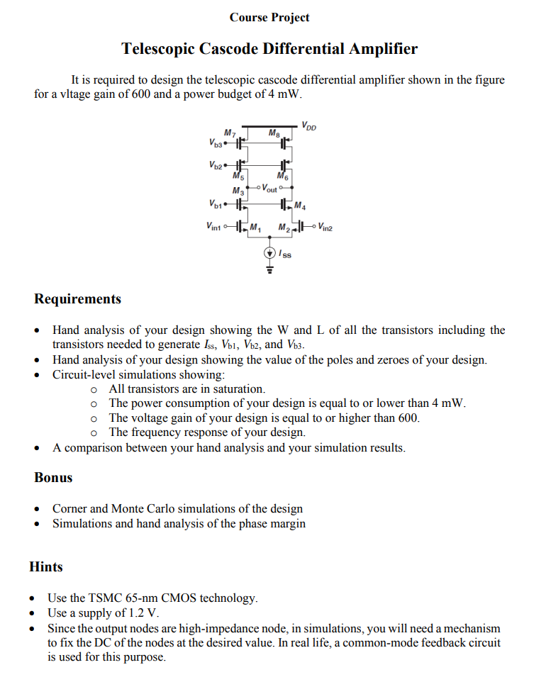 Course Project Telescopic Cascode Differential