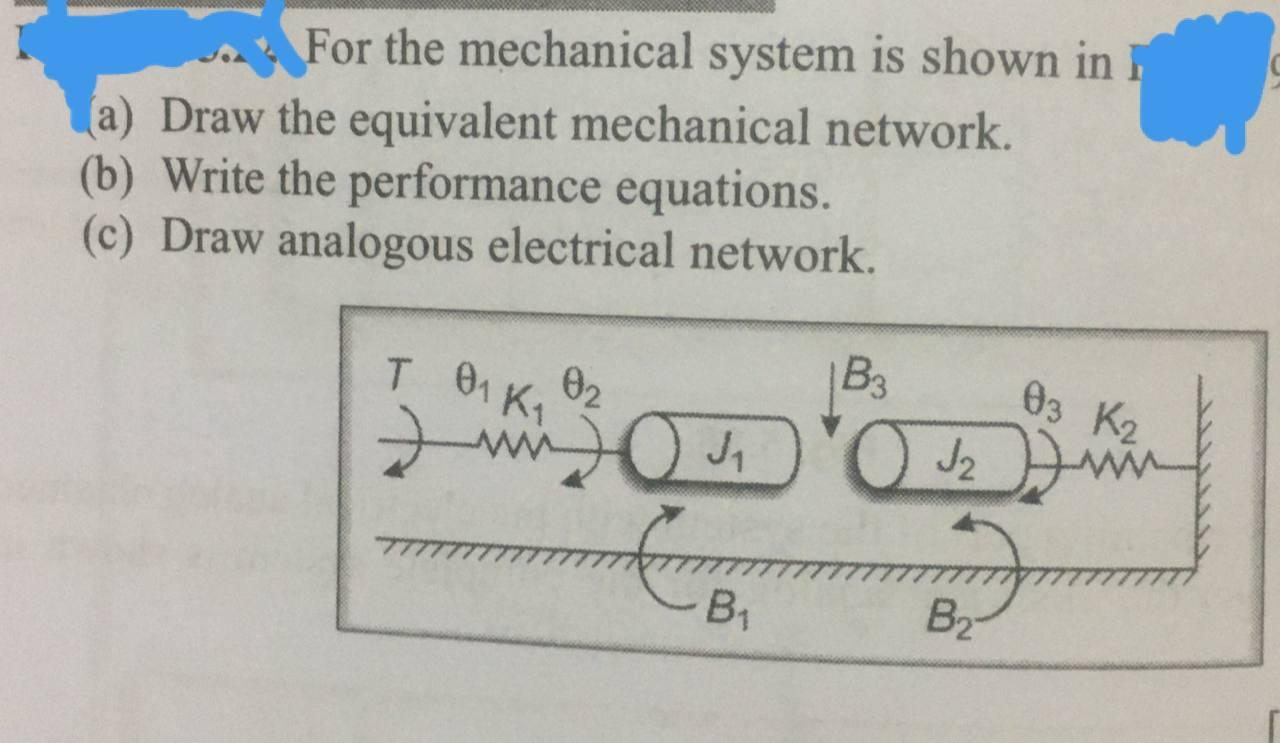 Solved For the mechanical system is shown in (a) Draw the | Chegg.com