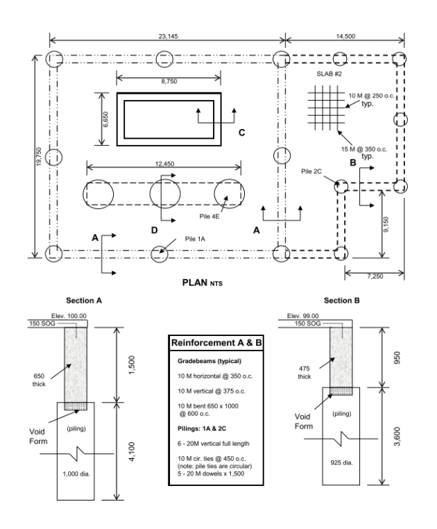 PROBLEM: Given the foundation plan, section details | Chegg.com