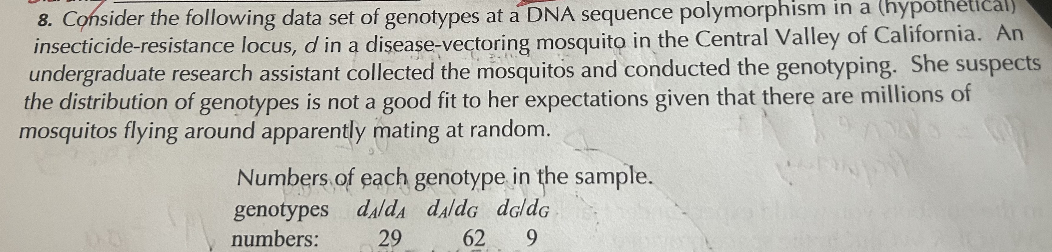Solved 8 consider the following data set of genotypes at a chegg