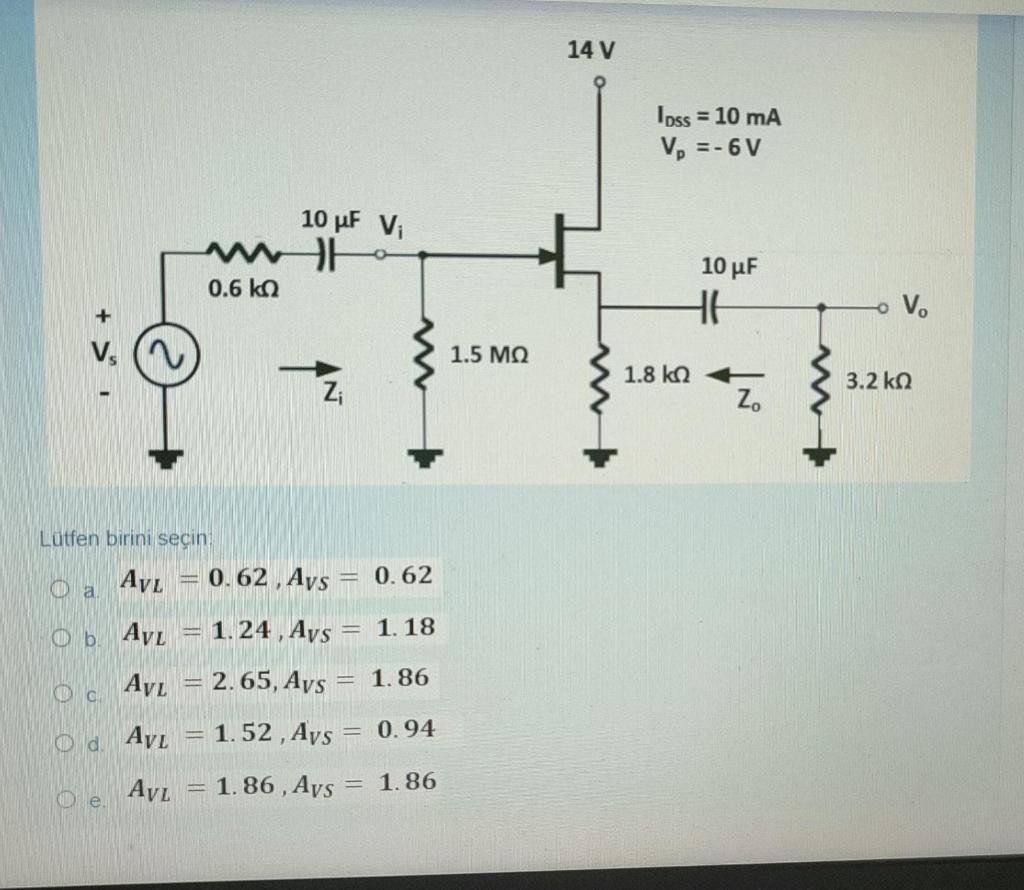 Solved For the network of figure determine A VL and A VS | Chegg.com