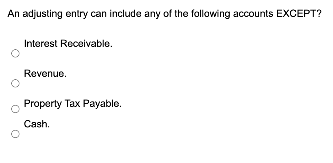 Solved An adjusting entry can include any of the following