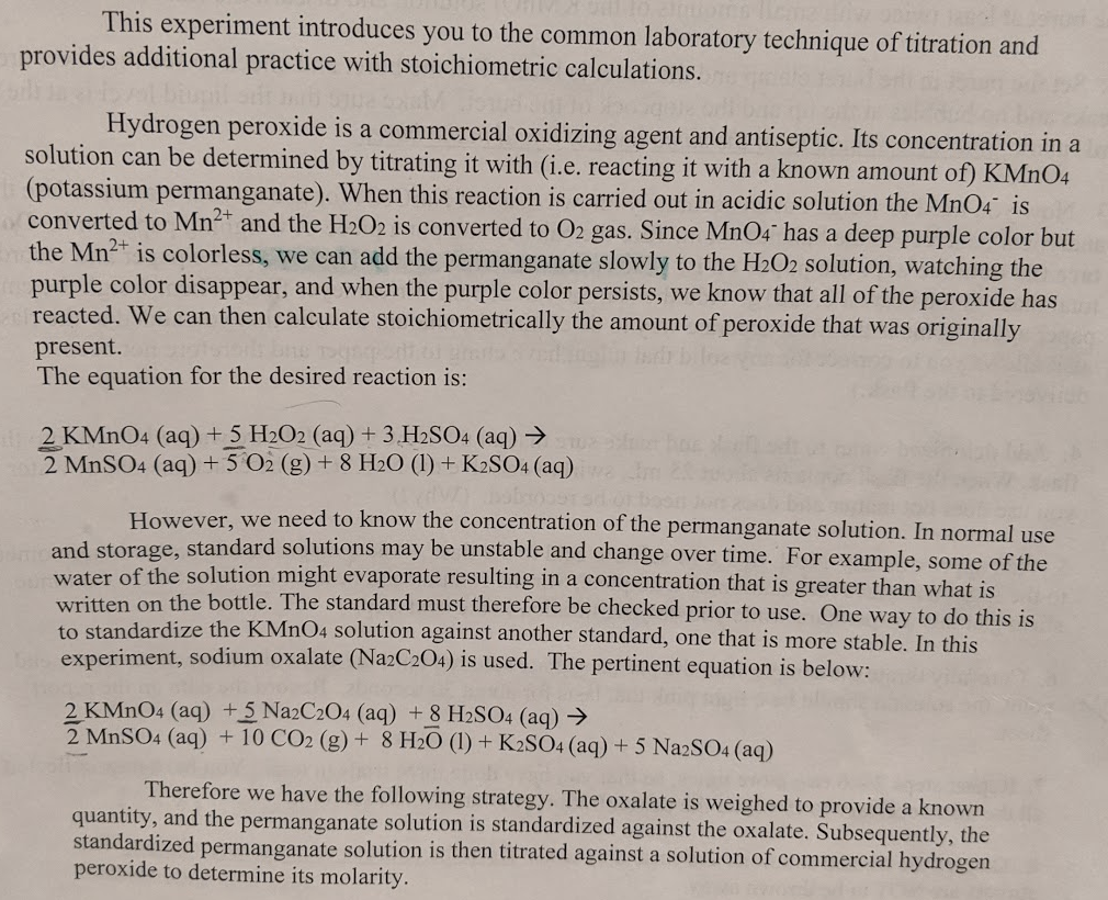 Solved This is from a twopart titration experiment to find