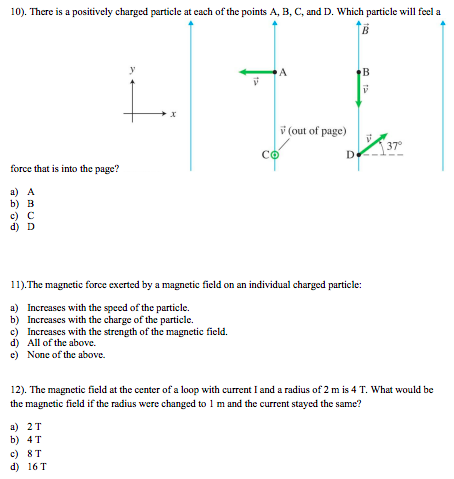Solved 10). There is a positively charged particle at each | Chegg.com