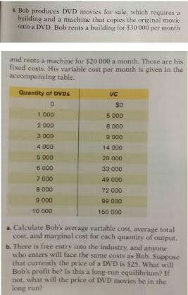 Solved Bob produces DVD movies far sale which requires a Chegg