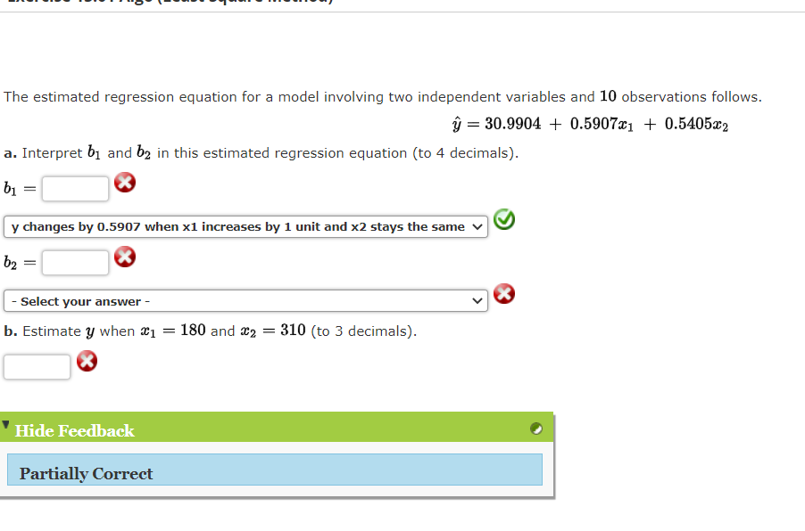 Solved The estimated regression equation for a model | Chegg.com