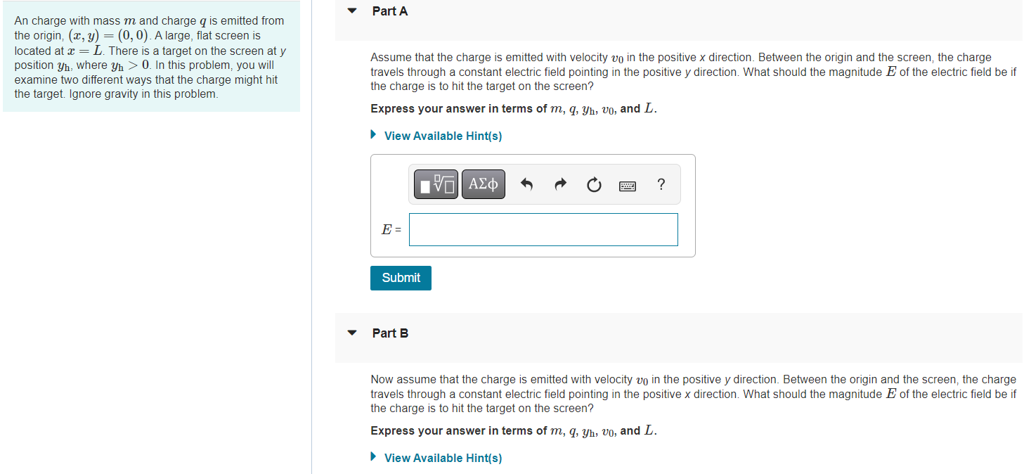 solved-an-charge-with-mass-m-and-charge-q-is-emitted-from-chegg