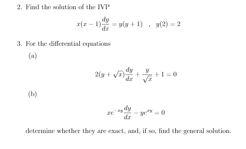 Solved PLEASE SOLVE QUESTION 3 ﻿ ﻿For the differential | Chegg.com