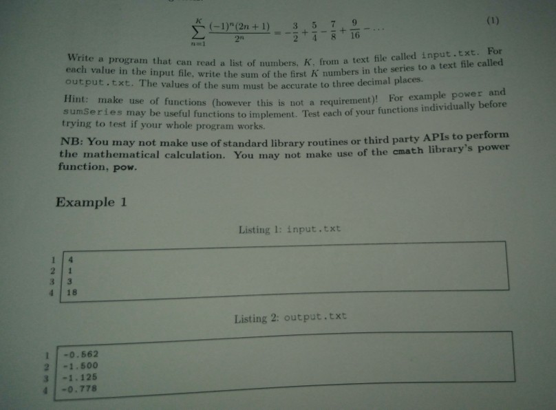 Solved -1)"(2n + 1) + +16 Write a program that can read a | Chegg.com