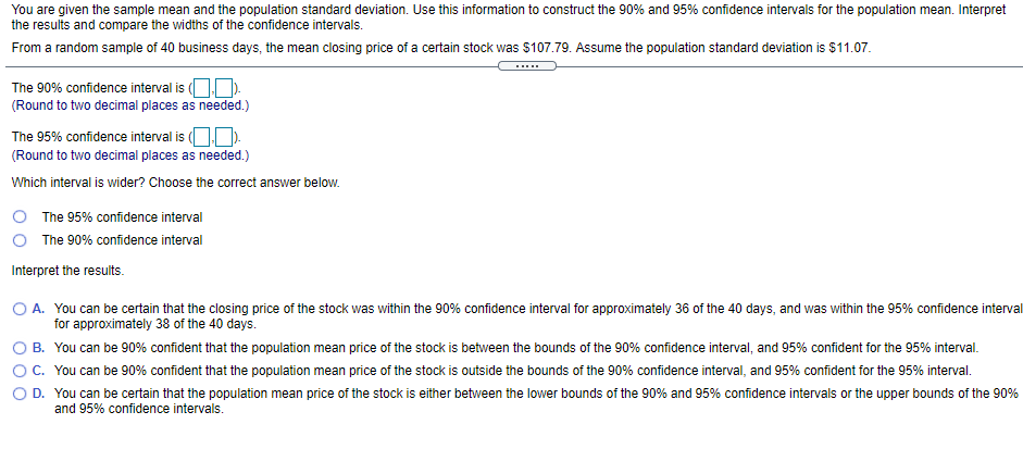 Solved You are given the sample mean and the population