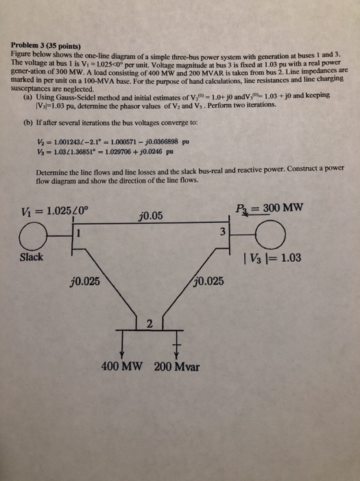 Solved Problem 3 (35 points) Figure below shows the one-line | Chegg.com