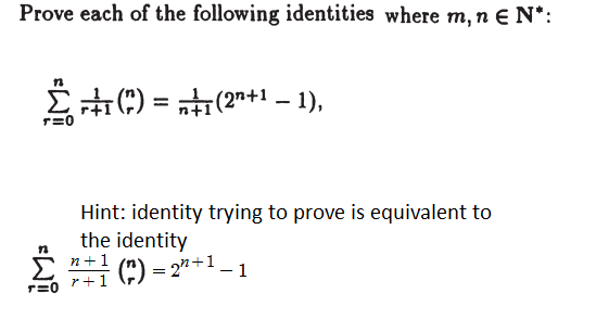 Solved Prove each of the following identities where m,n∈N∗ : | Chegg.com