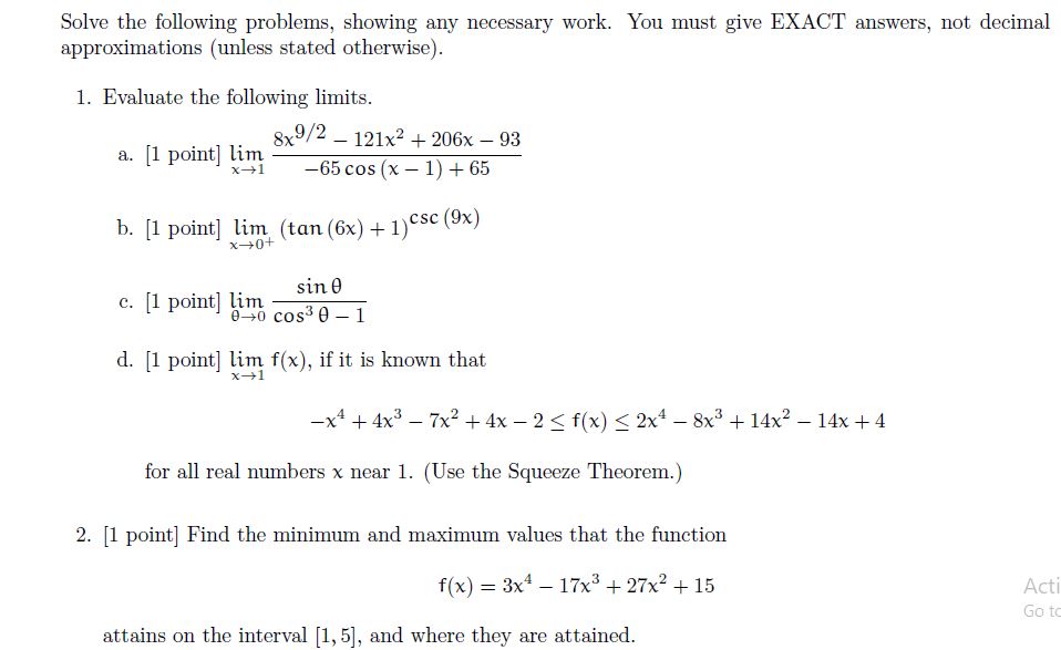 Solved Solve the following problems. | Chegg.com