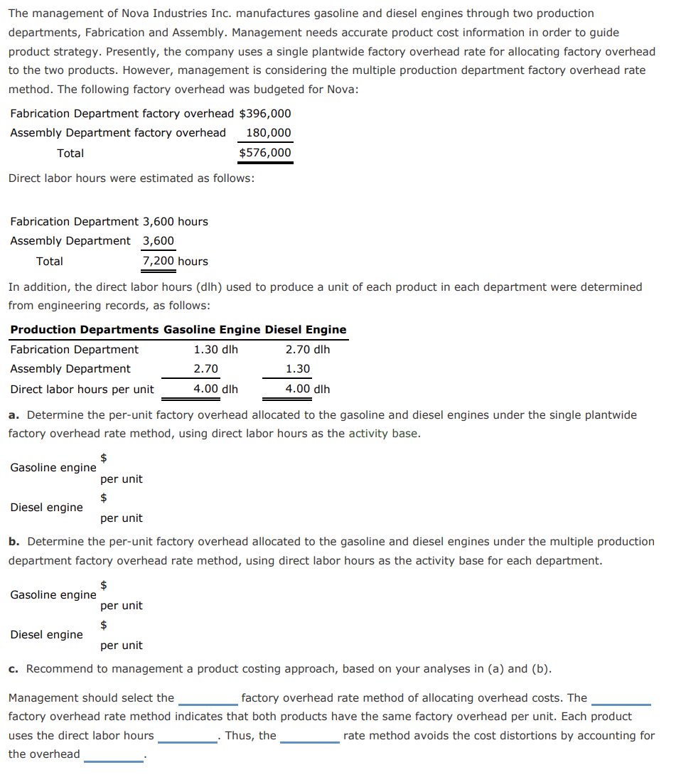 Solved The management of Nova Industries Inc. manufactures