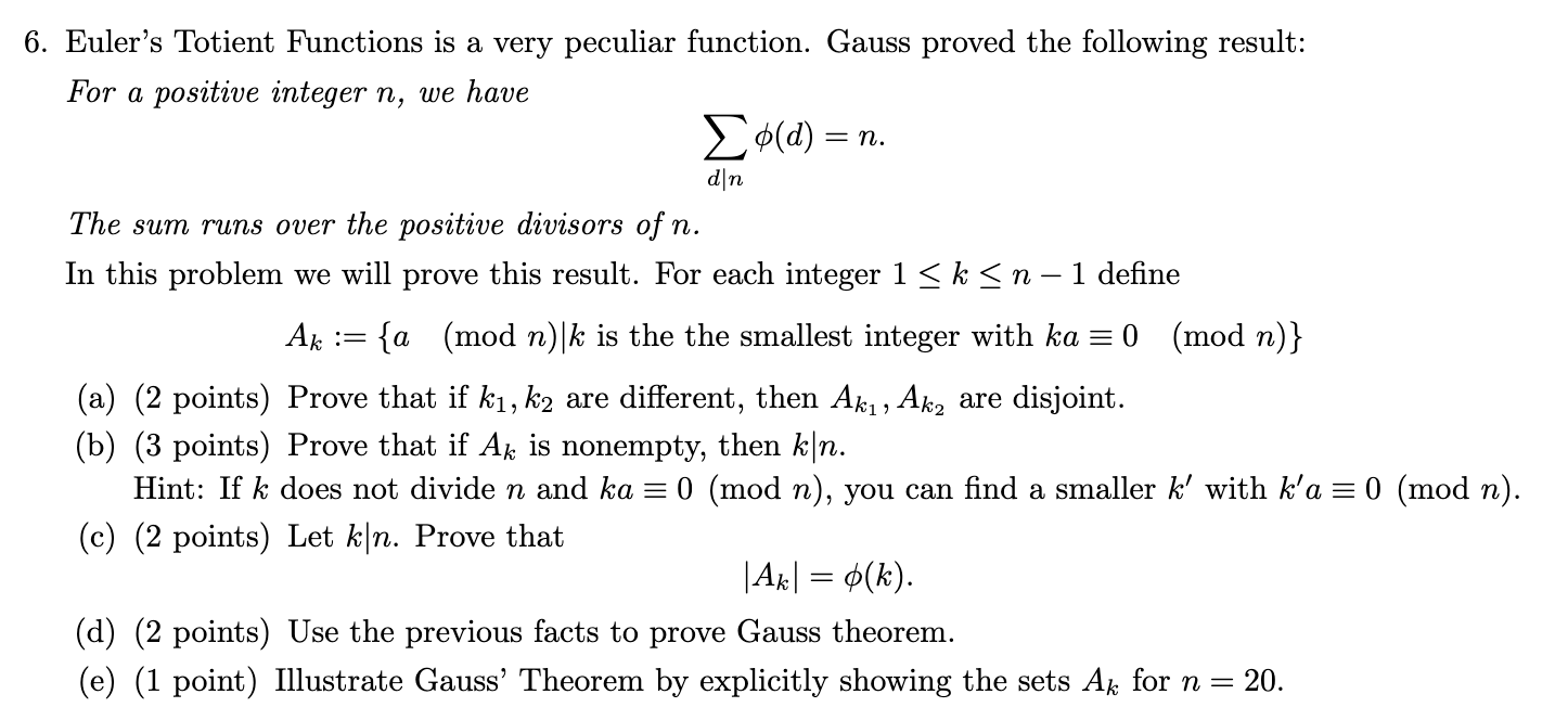 Solved Euler's Totient Functions Is A Very Peculiar | Chegg.com