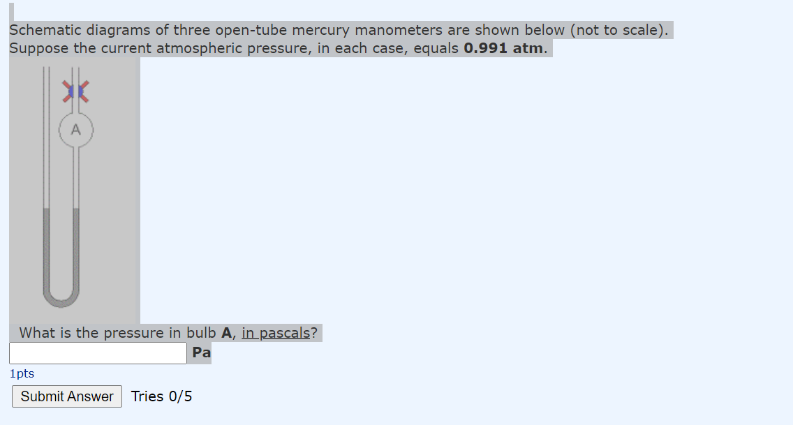 Solved scale). Schematic diagrams of three open-tube mercury | Chegg.com