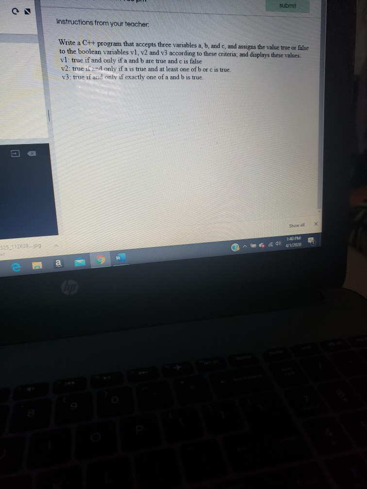 Solved submit Instructions from your teacher. Write a C++ | Chegg.com