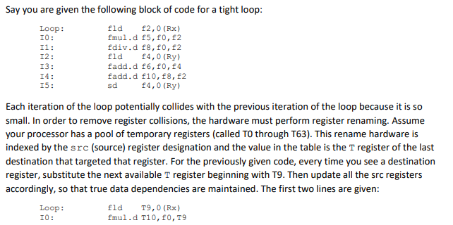Say you are given the following block of code for a | Chegg.com