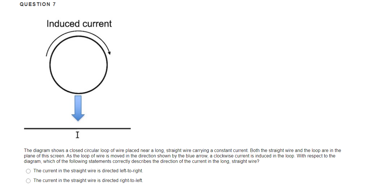 Solved Question 7 Induced Current I The Diagram Shows A 3851