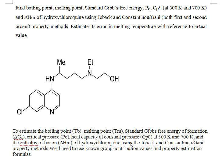 Solved Find boiling point, melting point, Standard Gibb's | Chegg.com