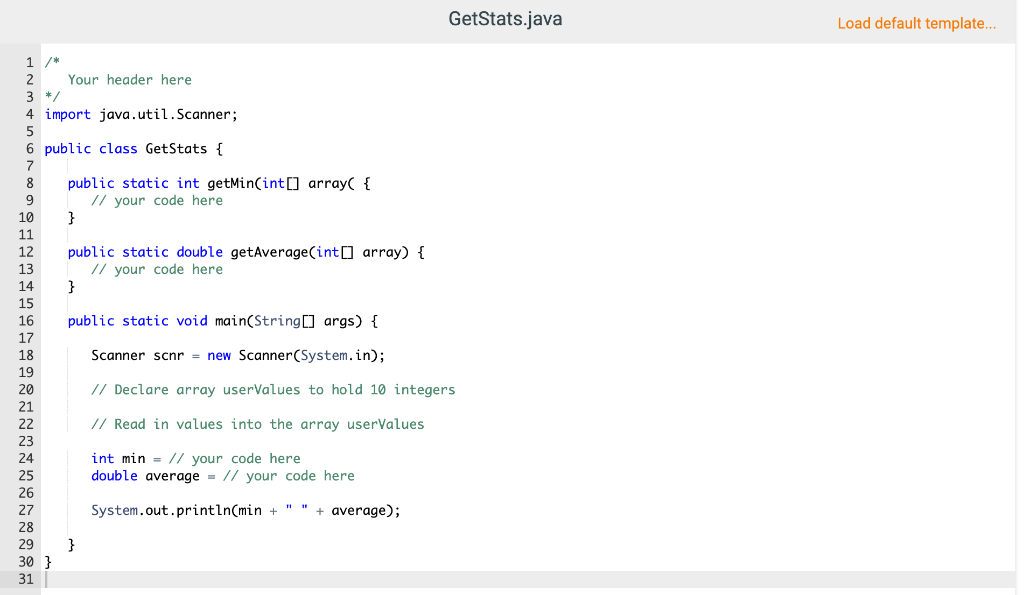 Solved IN JAVA Given 10 input integers, write methods getMin | Chegg.com
