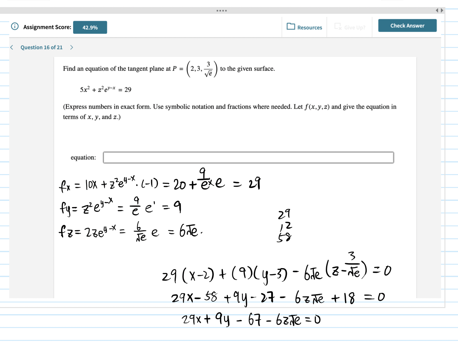 solved-find-an-equation-of-the-tangent-plane-at-p-2-3-e3-chegg