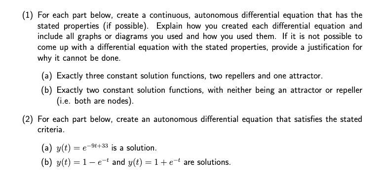 Solved (1) For Each Part Below, Create A Continuous, | Chegg.com