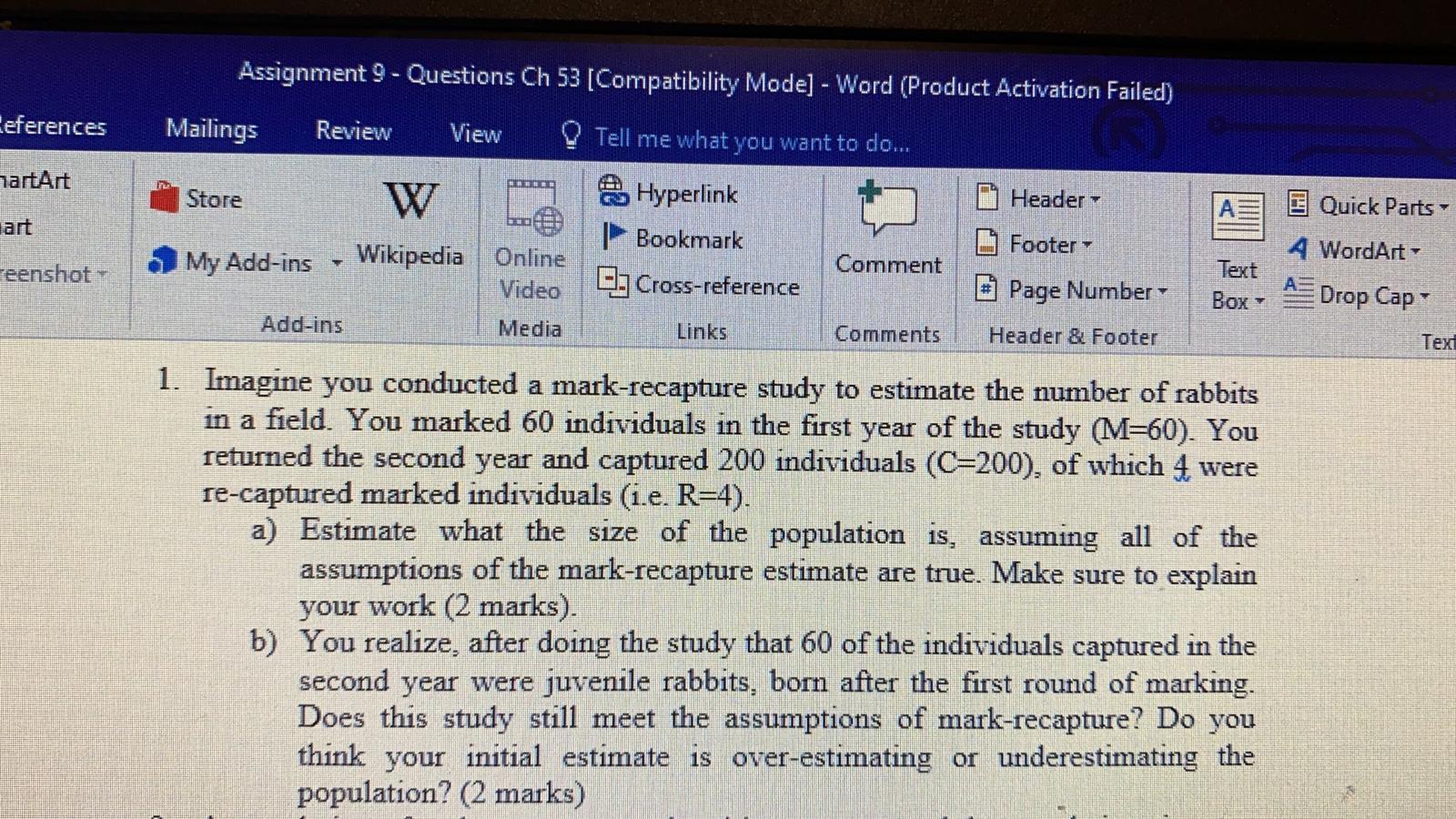 Solved Assignment 9 - Questions Ch 53 [Compatibility Mode] - | Chegg.com