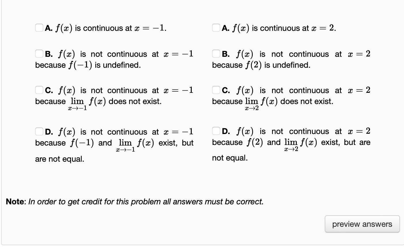 Solved Problem 2. (1 point) Continuous Functions A function
