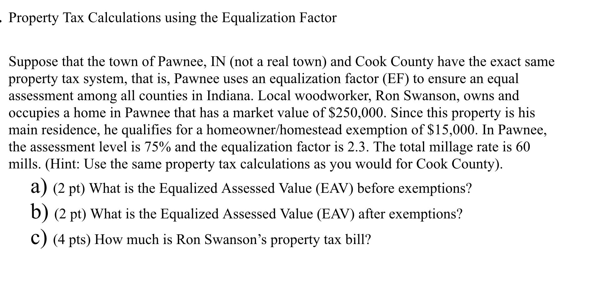 Solved Property Tax Calculations using the Equalization
