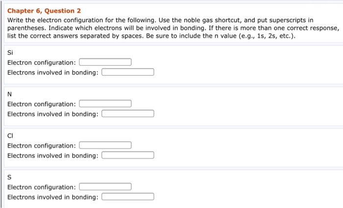 Solved Chapter 6, Question 2 Write the electron | Chegg.com