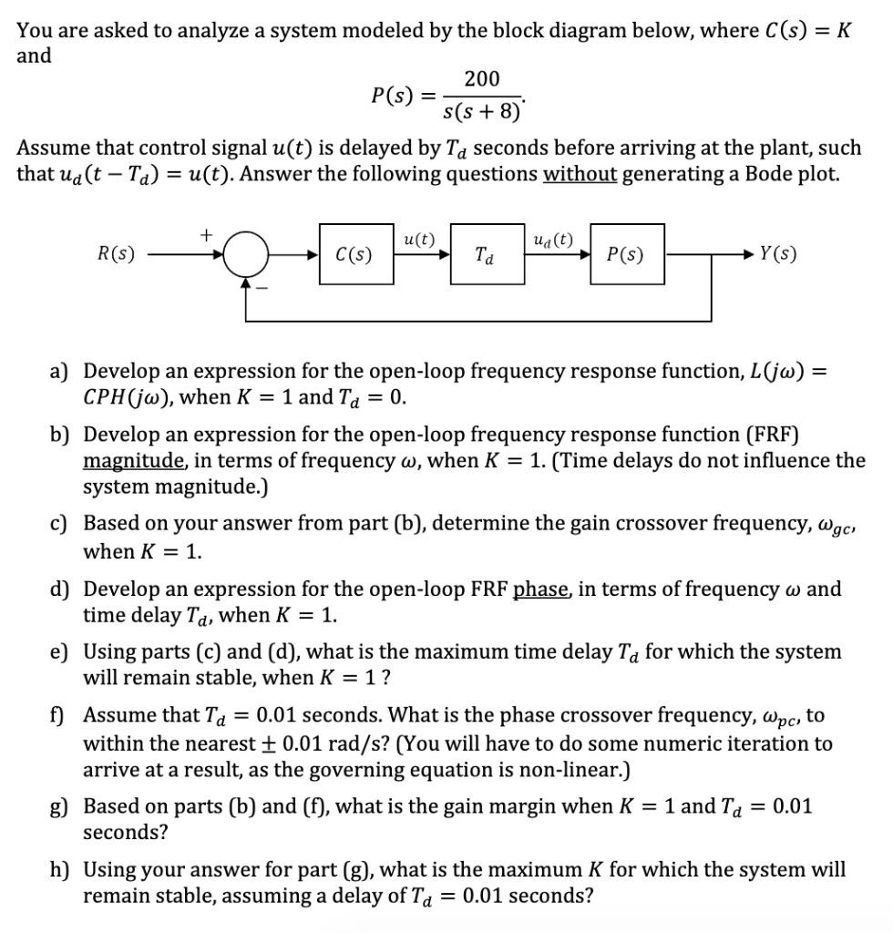 Solved You are asked to analyze a system modeled by the | Chegg.com