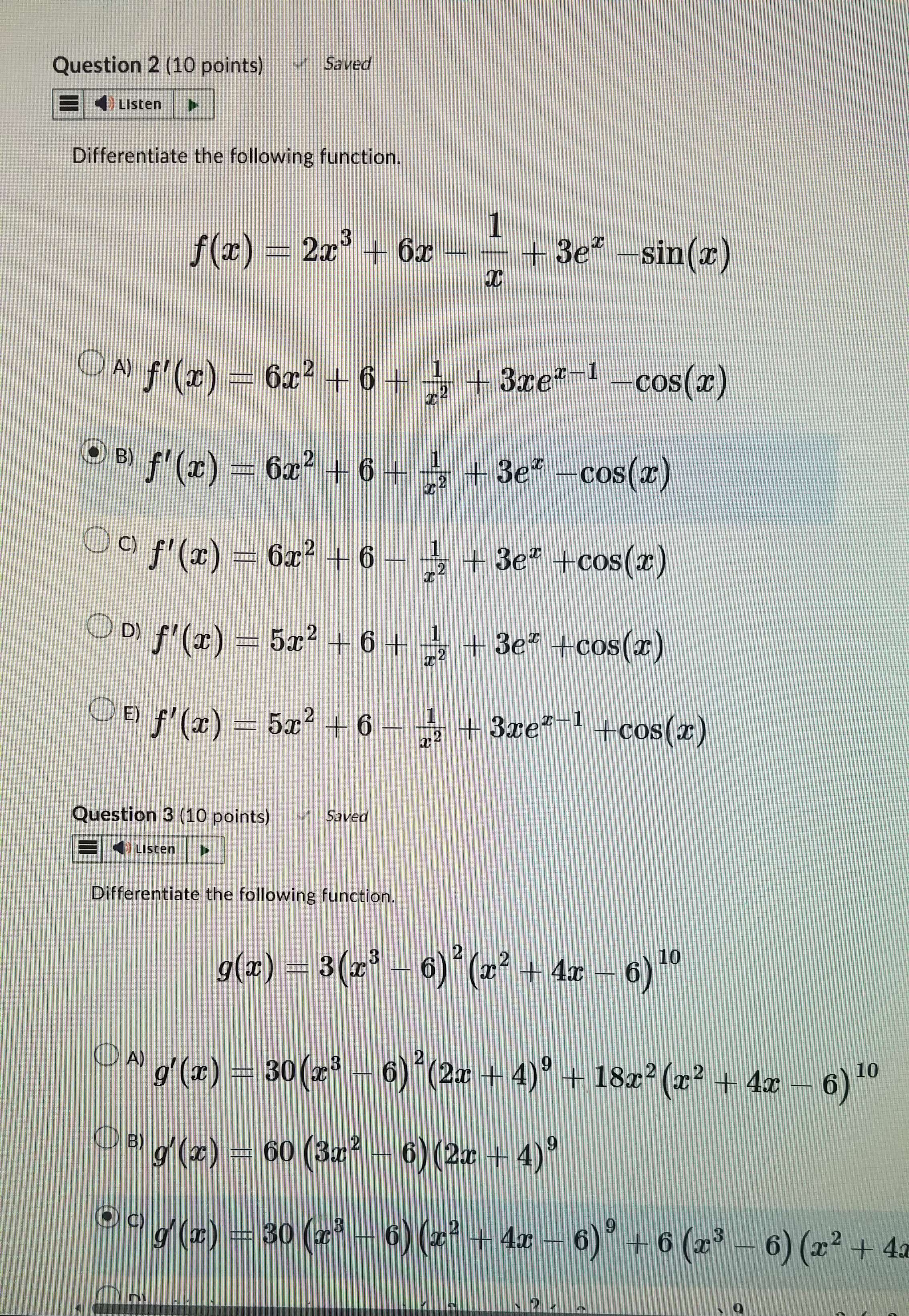 Solved Differentiate the following function. | Chegg.com