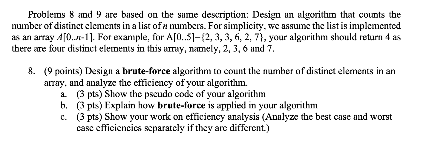 Solved Problems 8 and 9 are based on the same description: | Chegg.com