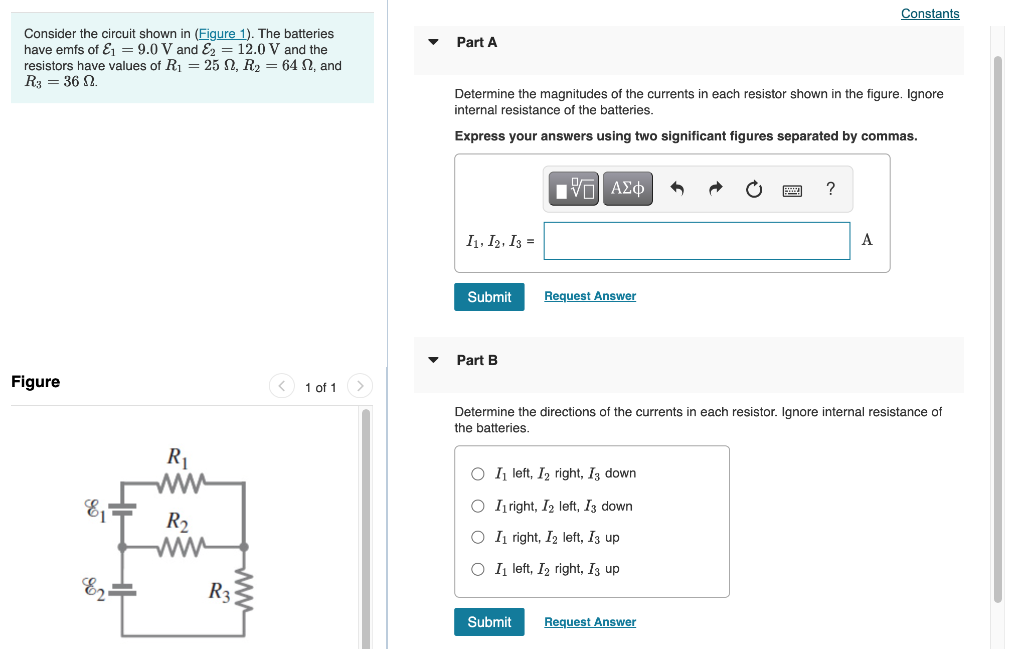 Solved Constants Part A Consider the circuit shown in | Chegg.com