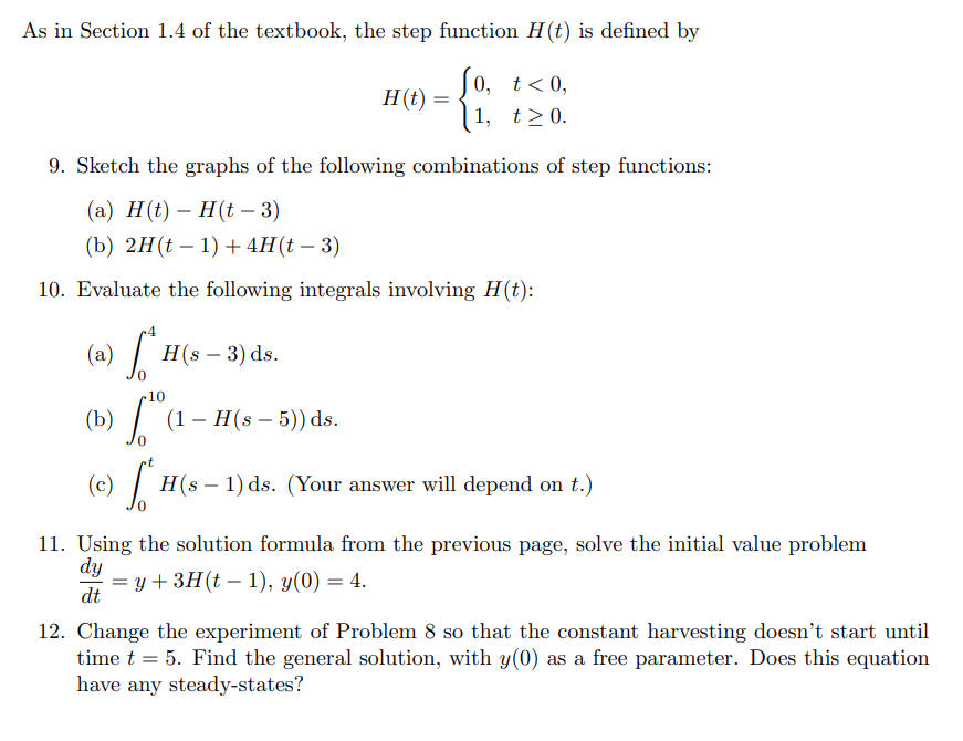 As In Section 1.4 Of The Textbook, The Step Function | Chegg.com