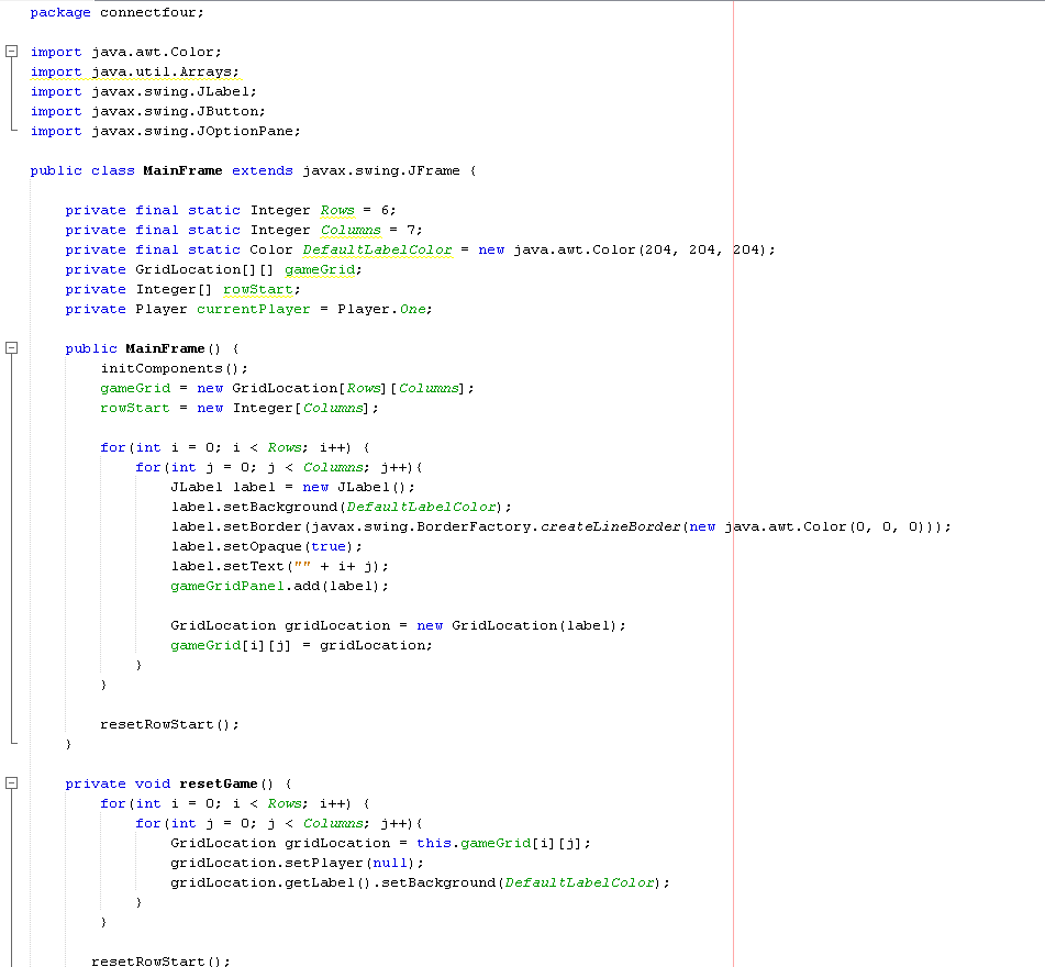 So i am trying to write a connect 4 game in NetBeans | Chegg.com