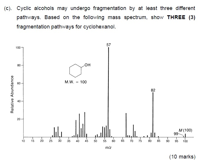 Solved (C). Cyclic alcohols may undergo fragmentation by at | Chegg.com