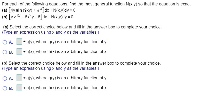 Solved For Each Of The Following Equations Find The Most Chegg Com