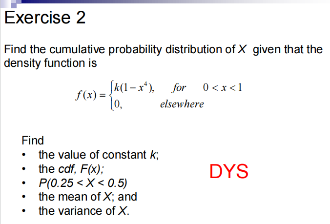 Solved Exercise 2 Find the cumulative probability | Chegg.com