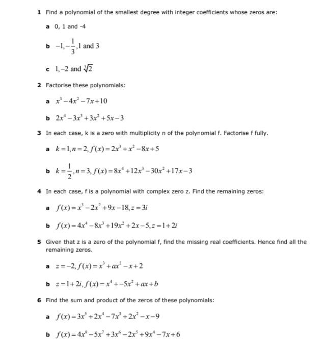 Solved 1 Find A Polynomial Of The Smallest Degree With Chegg Com