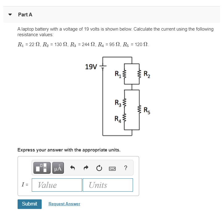 Solved Part A A laptop battery with a voltage of 19 volts is