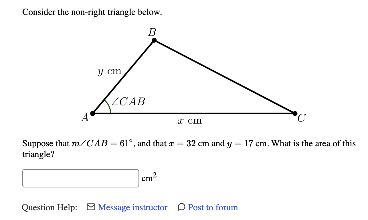 Solved Consider The Non-right Triangle Below. B уст ZCAB Α' | Chegg.com