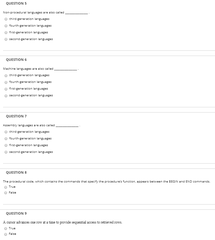 Solved question 5 non procedural languages are also called chegg